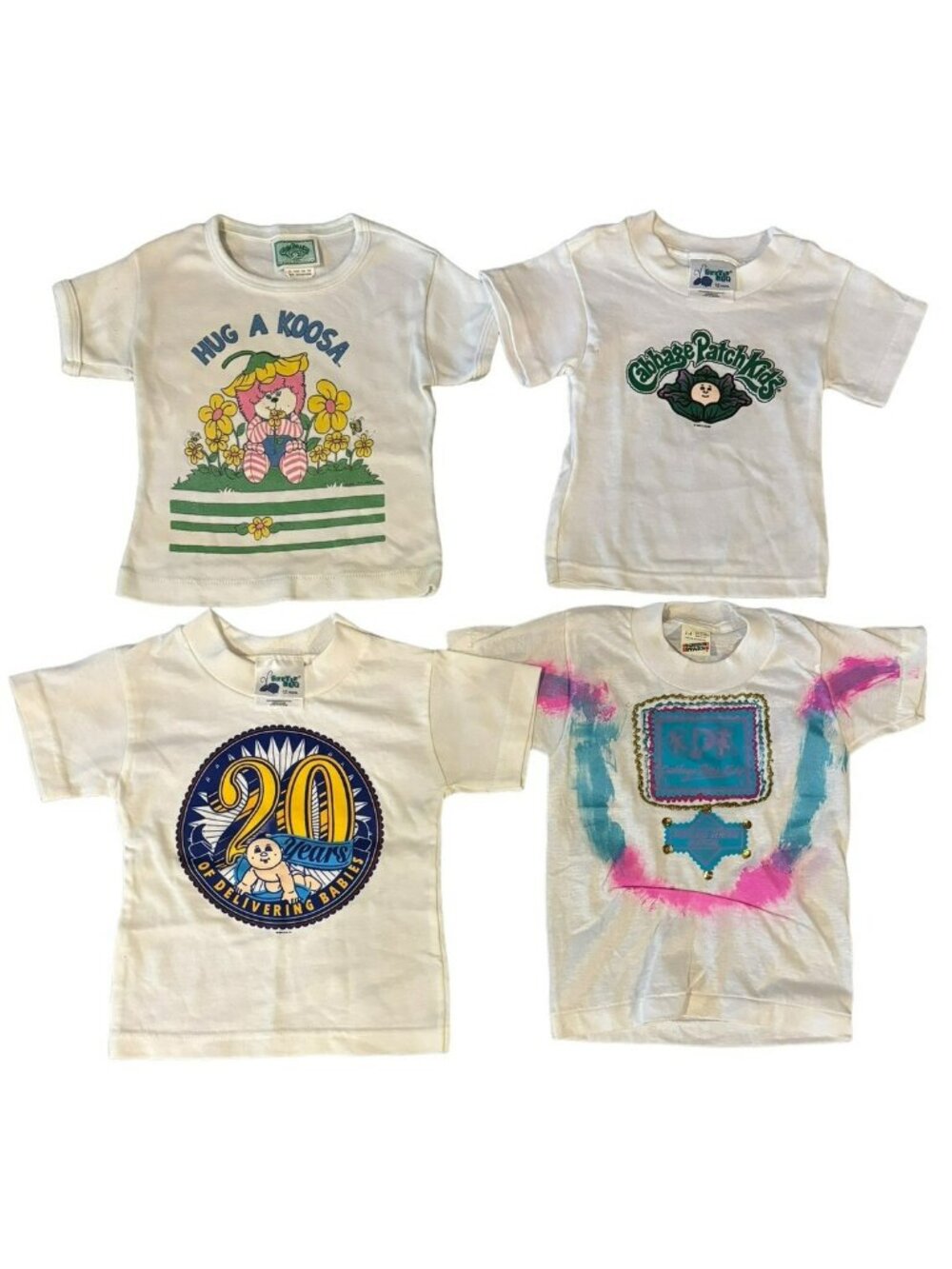 (4) Vintage Cabbage Patch Kids T-Shirts HUG A KOOSA 20 Years Baby Size 12 Months